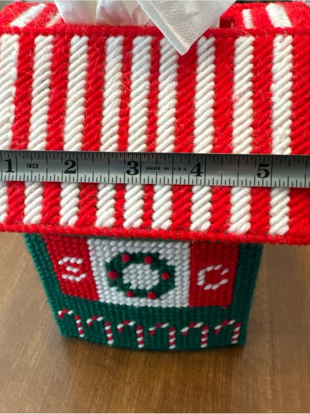 Green and Red Santa House Holiday Tissue Box Cover